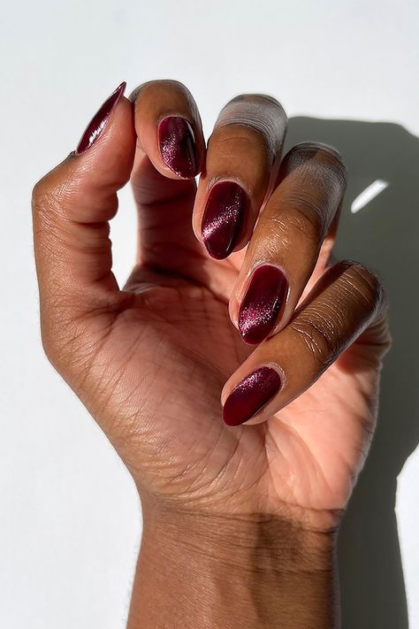Cranberry Red with Glitter nails
