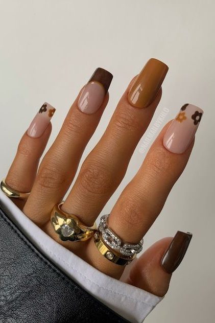 Fall Floral French Tips