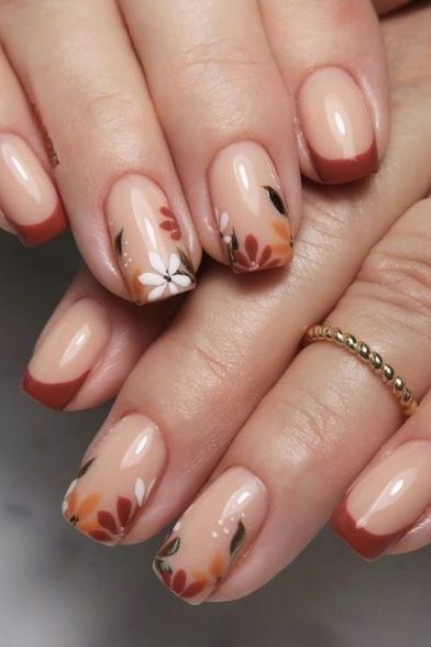 Fall Floral French Tips