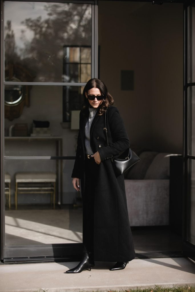 Monochrome Black Coat and Trousers Outfits