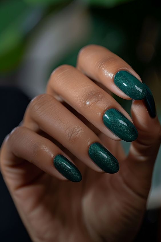 Moody Teal Winter Nail Color Trends
