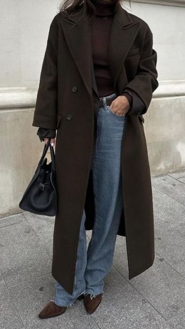 Peacoat with Jeans winter outfit