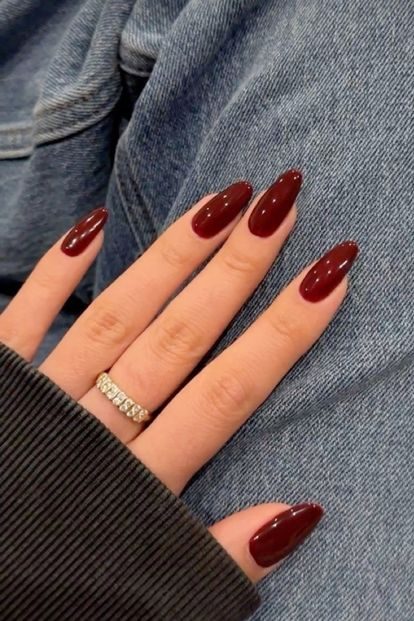Almond Burgundy Nails