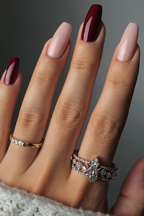 Burgundy and Nude Color Block