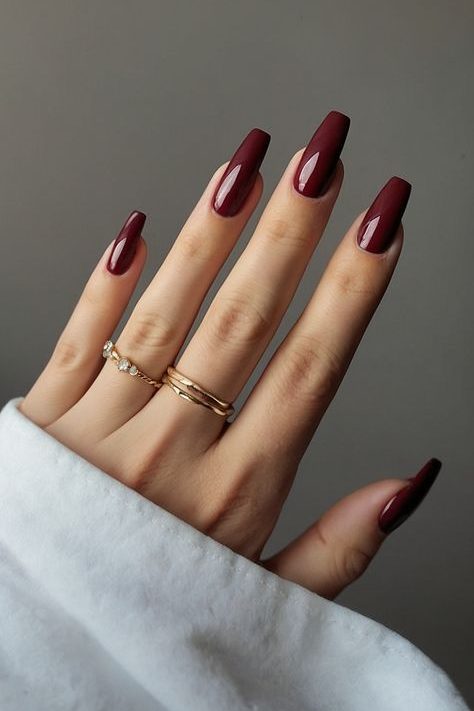 Burgundy Coffin Nails