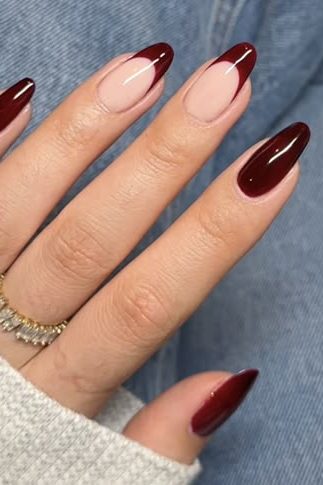 French Tip Burgundy Nails