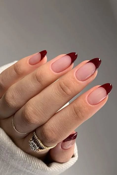 French Tip Burgundy Nail ideas