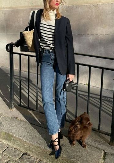 Breton Stripes and red lipstick