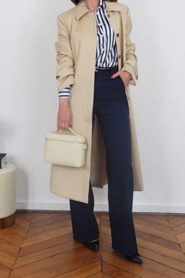 High-Waisted Trousers with a Silk Blouse