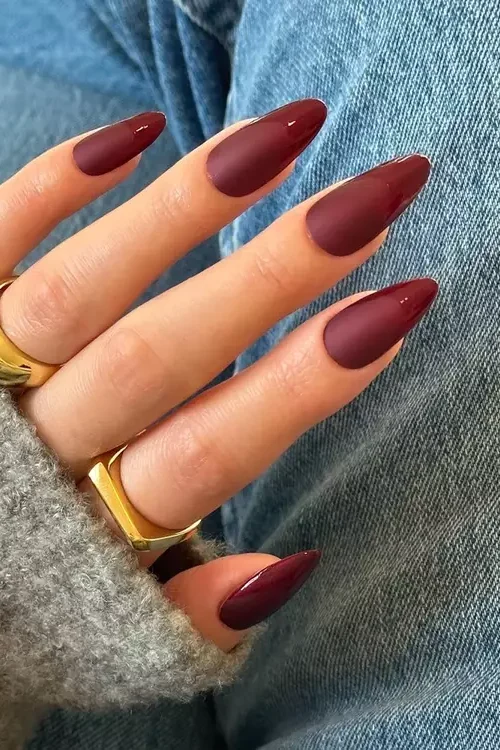 Matte Burgundy Nails