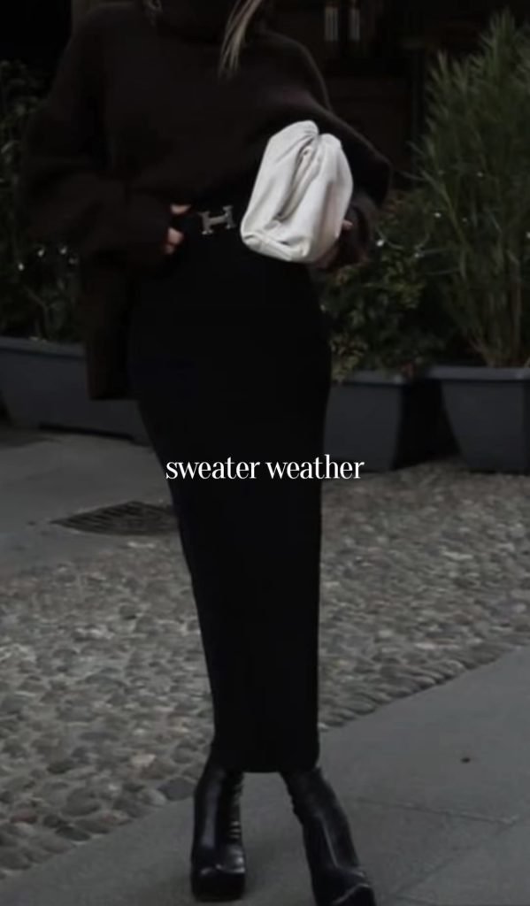 Sweater and Skirt Outfits for fall and winter