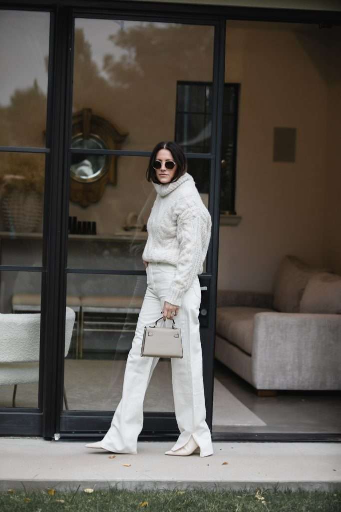 Chunky Knit Sweater and Mom Jeans Outfit