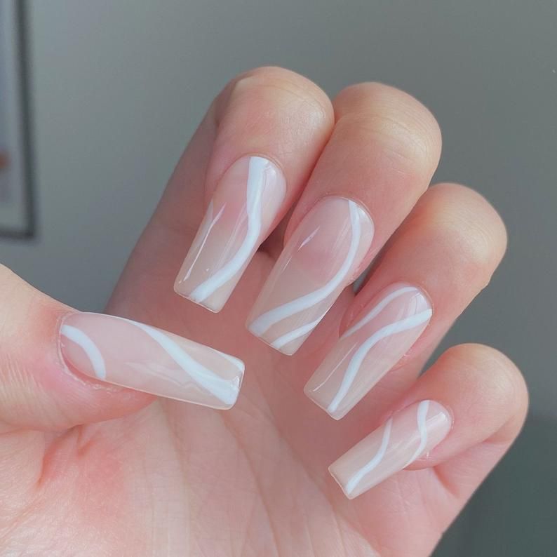 White line abstract nails
