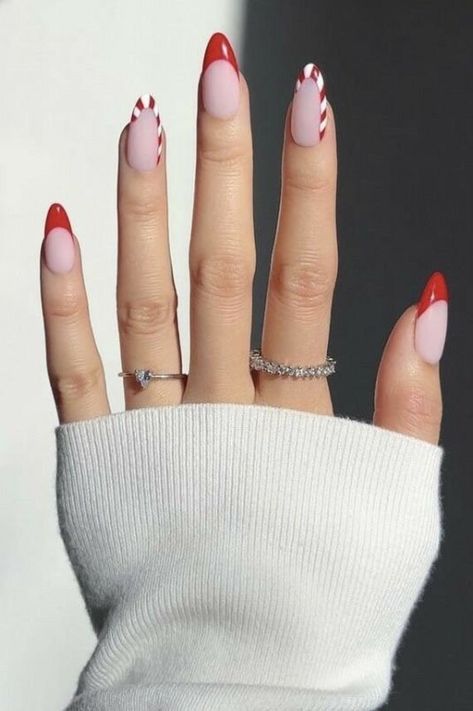 Classic Red with a Candy Cane Twist Nails