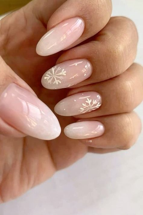 Subtle Snowflakes Classy Christmas Nail Ideas