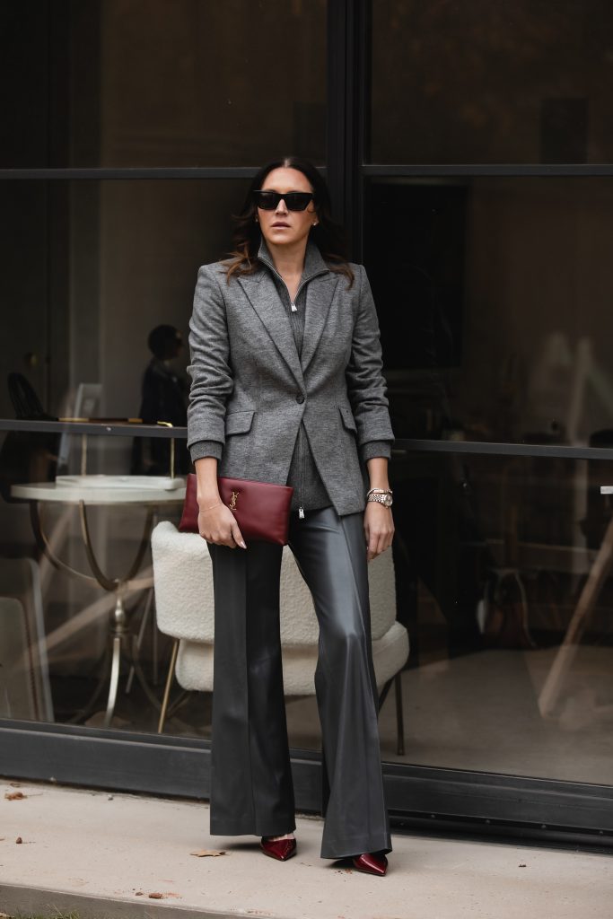 wool blazer and leather pants