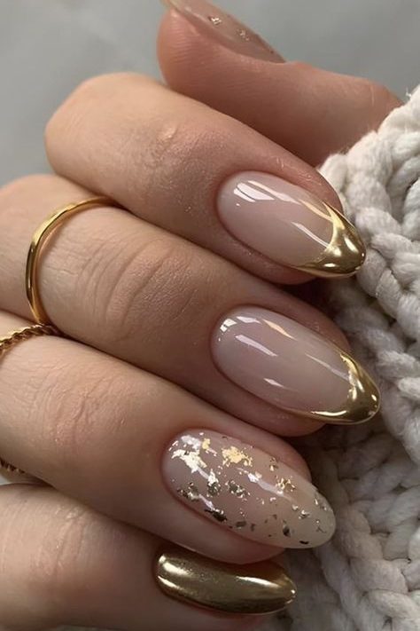 Dripping in Gold Nails