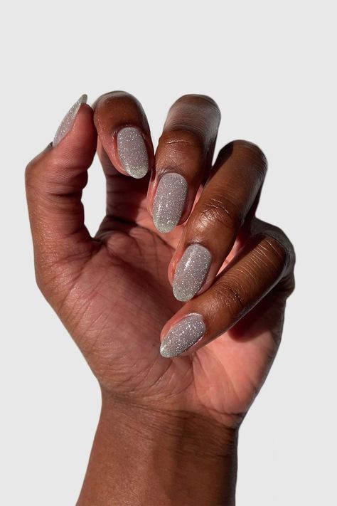 Silver Sparkle Nails
