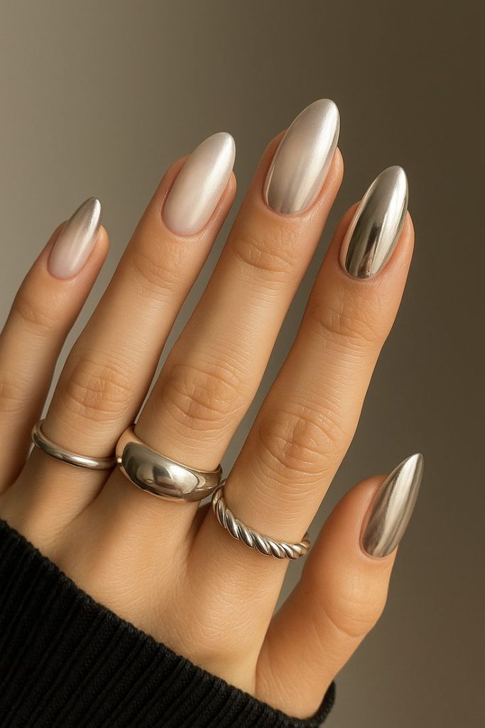 Pearl and Metallic Nail Ideas