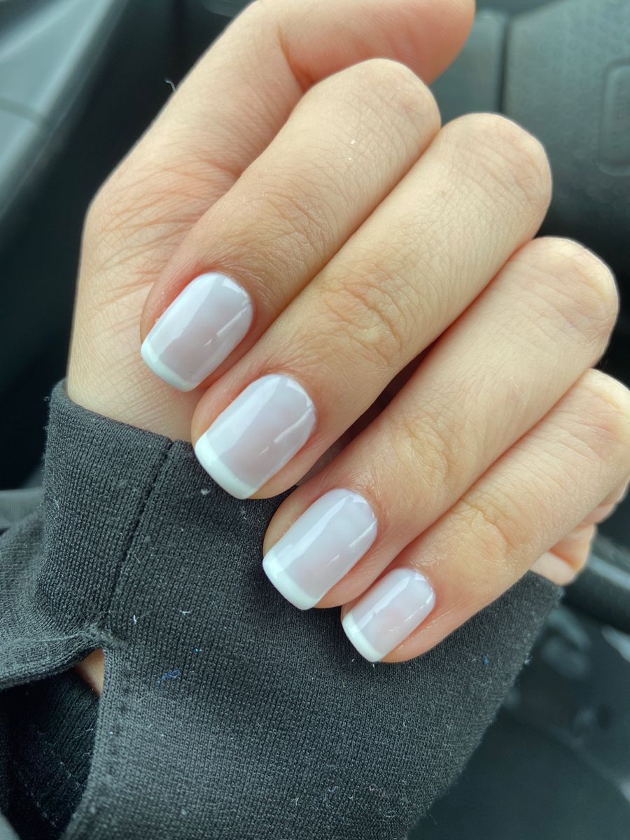 white on milky white natural nails
