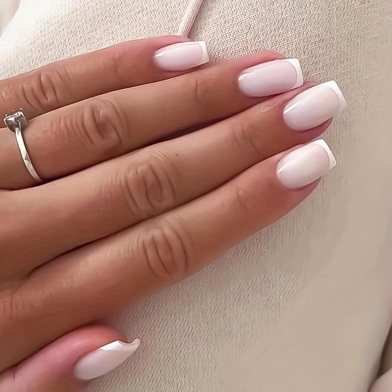 white on white square nails