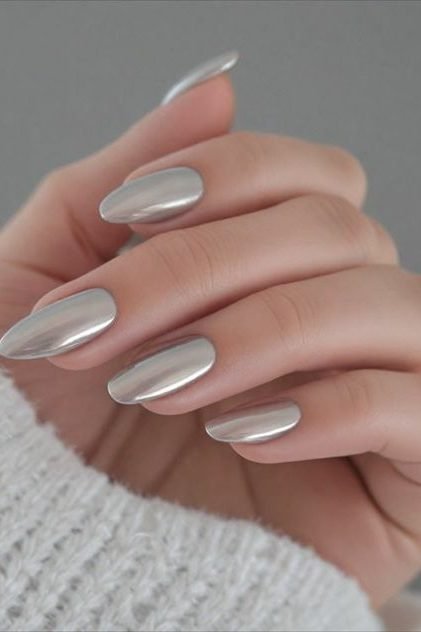 Metallic Silver Nails
