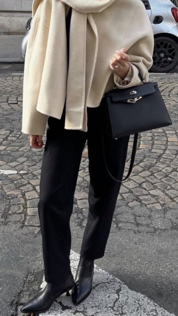 Monochrome Scarf and Coat Winter Outfits