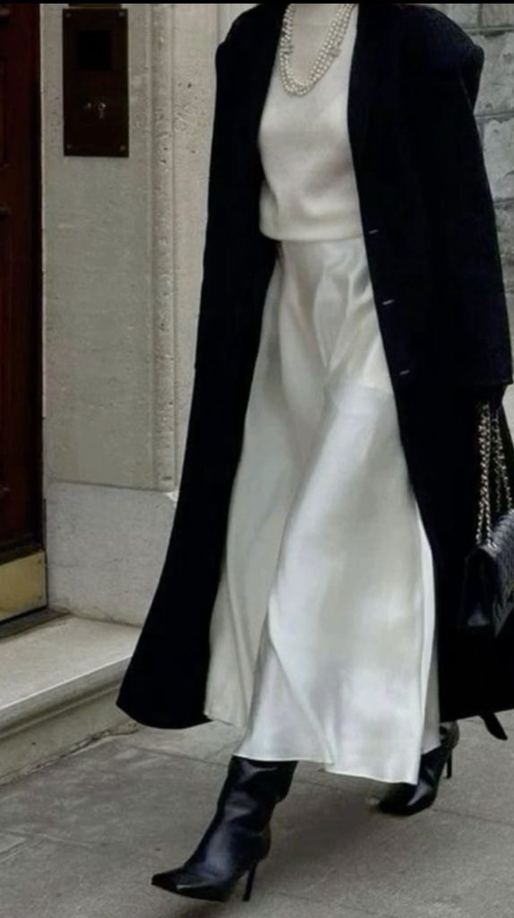 Satin Skirt Winter Outfits