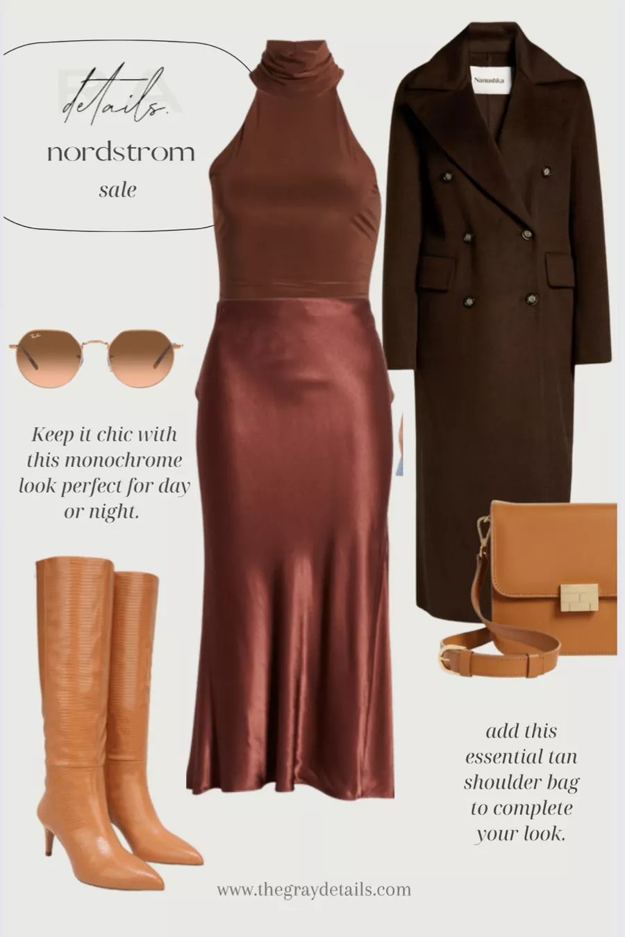 Brown toned monochromatic look