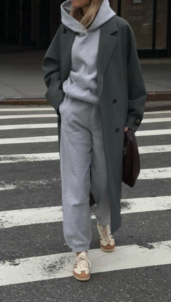 Joggers and coat outfit