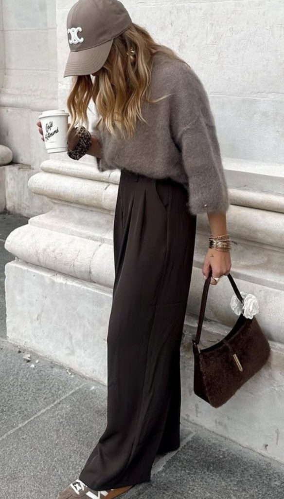 Brown Trousers Outfits with sweater