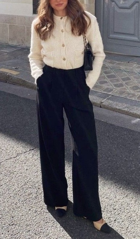 Cardigan and Trousers Cardigan and Full-Length Trousers outfit