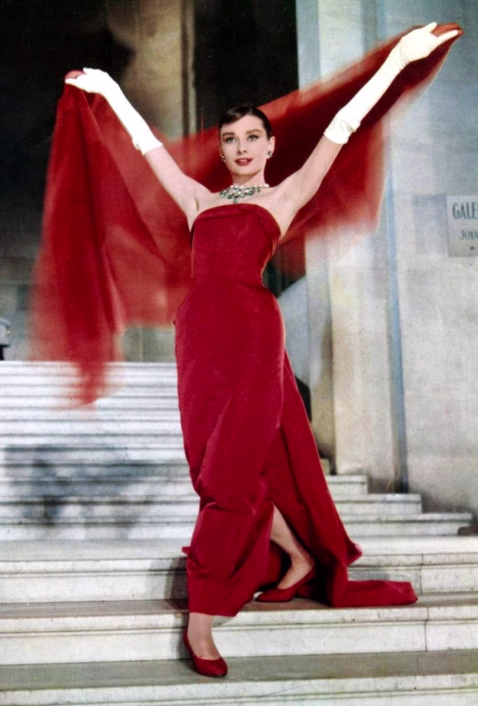 Red Gown Audrey Hepburn Style Red Gown Audrey Hepburn Inspired Style