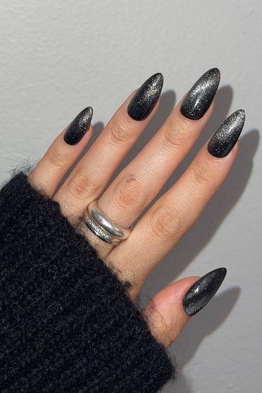 Black CAt Eye Nails