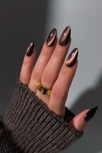Chocolate Brown Glow Nails