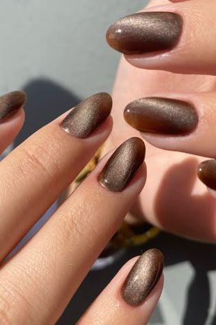 Chocolate Brown Glow Nail inspo