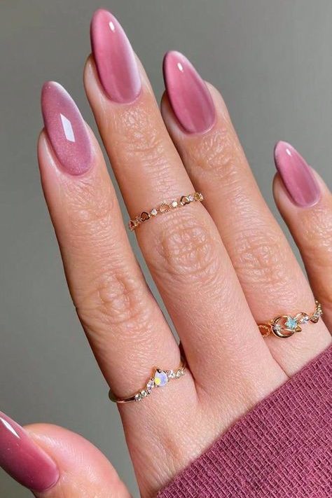 Pink almond nails