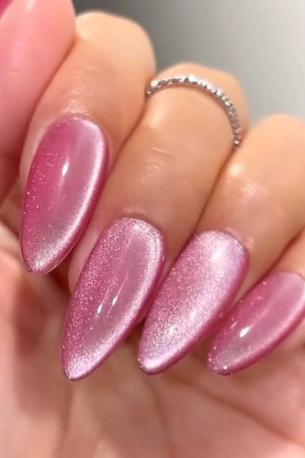 Pink Cat Eye Nails
