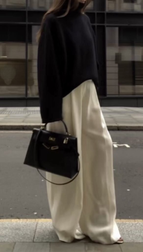 White pants and sweater outfit