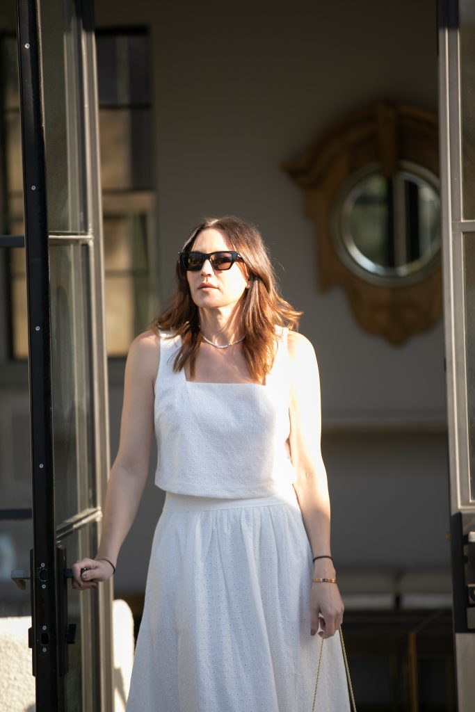 white skirt set outfit
