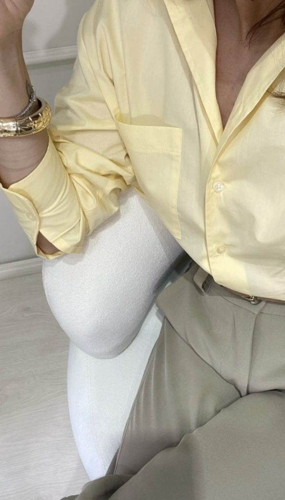 butter yellow button down Outfits