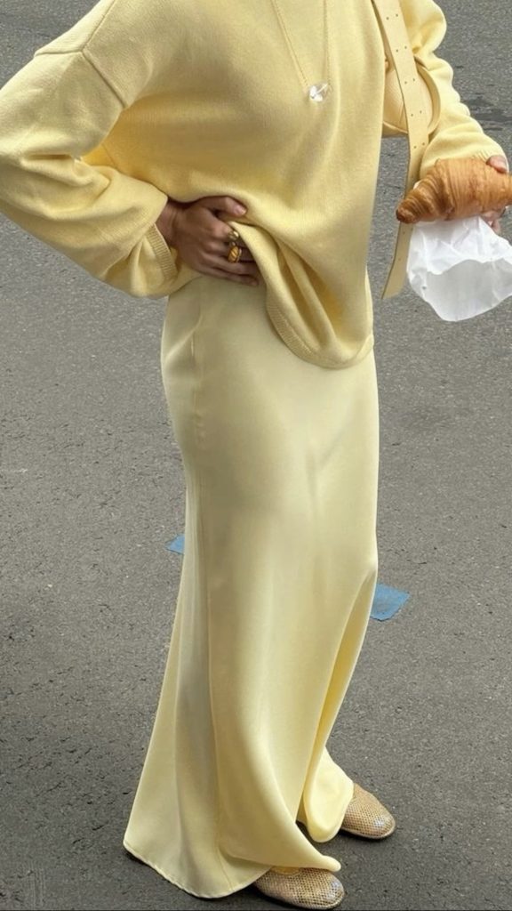 butter yellow slip skirt spring style