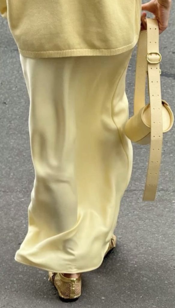 butter yellow slip skirt Outfits