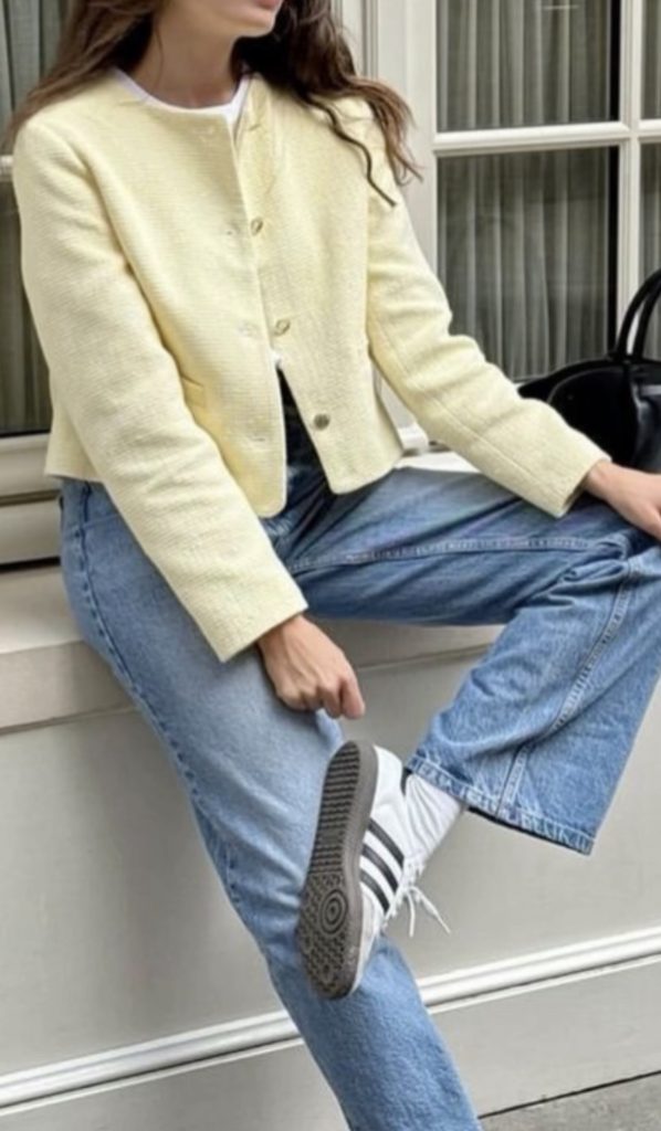 butter yellow lady jacket Outfits