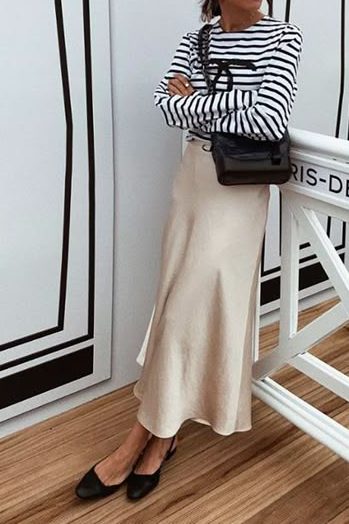 Cream Satin Skirt Outfits