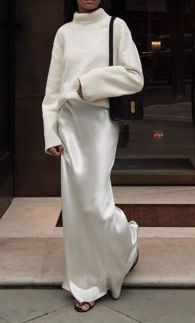 Cream Satin Skirt Outfits