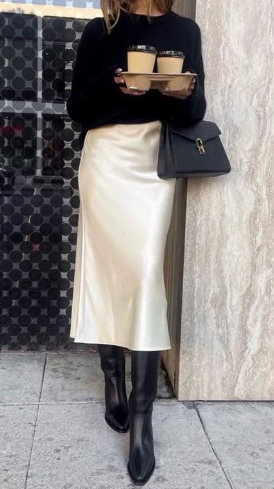 Cream Satin Skirt Outfits
