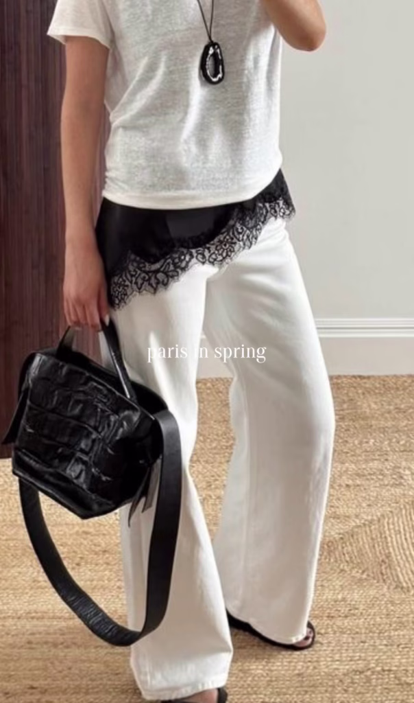 White Trousers and lace detail