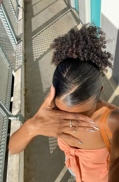 Slick Back Bun with Curly Hair type