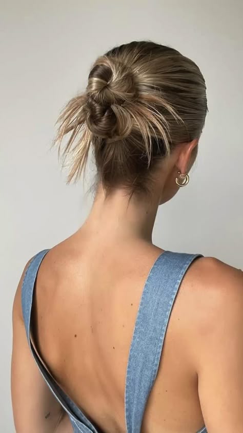 Slick Back Messy Bun style